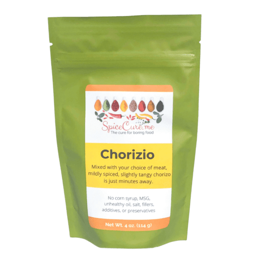 Chorizio, healthy chorizo seasoning, pouch label front