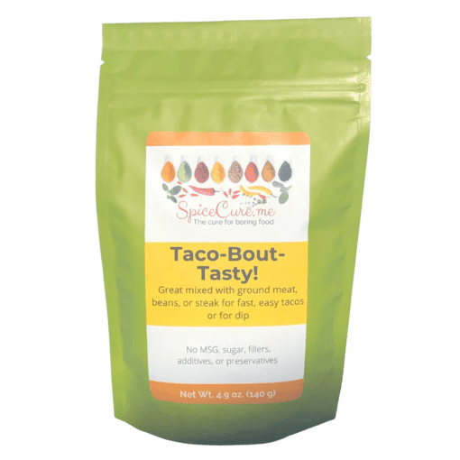 pouch front Taco-Bout-Tasty! healthy taco seasoning mix