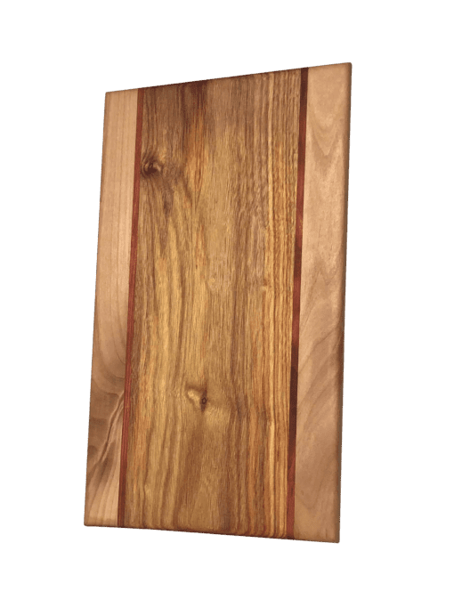 Canarywood, bloodwood, and alder cutting or charcuterie board