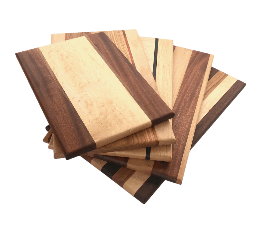 A Stack of Beautiful Exotic Wood Cutting Boards