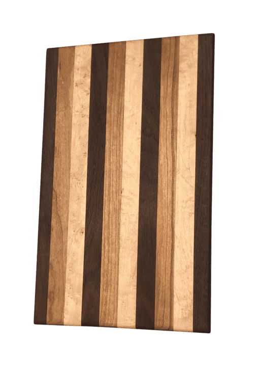 American hardwood cutting board with black walnut, cherry, and maple
