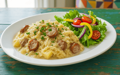 Dairy-Free, Gluten-Free Bratwurst Sauerkraut Casserole