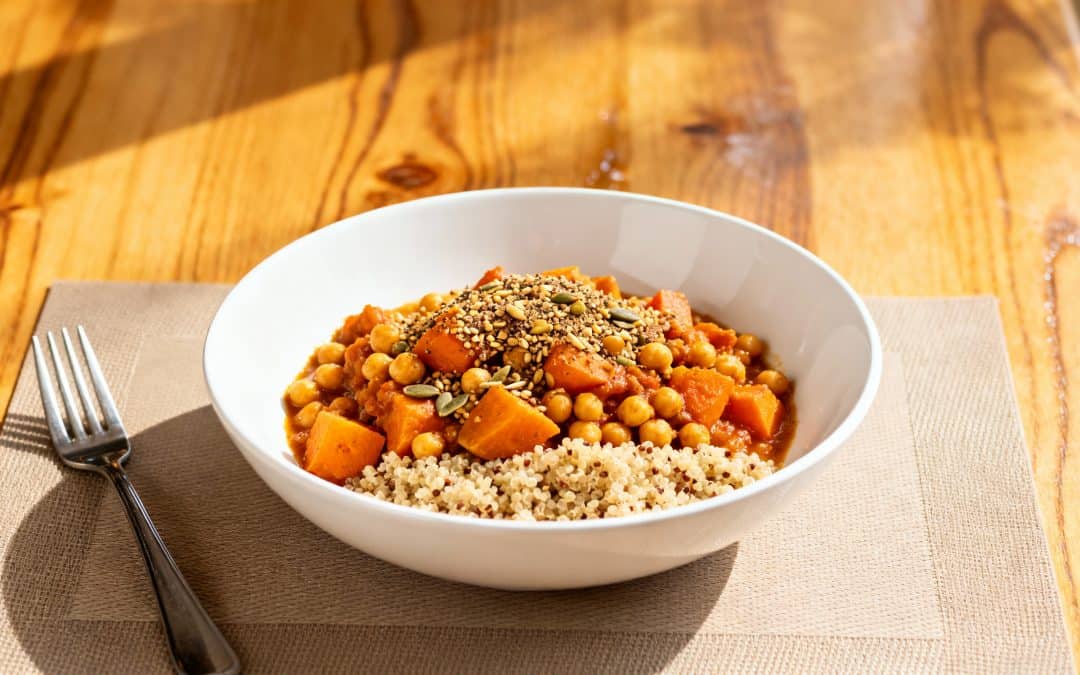 Instant Pot Moroccan Sweet Potato and Chickpea Bowls (Vegan, Meal Prep)