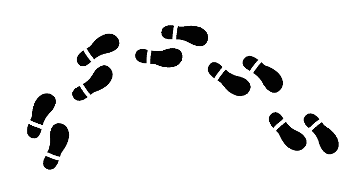 Curved path of footsteps symbolizing steady, lived-out progress