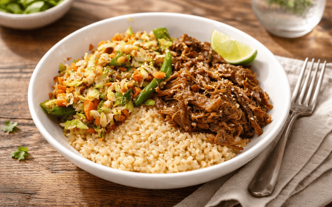 Asian-Inspired Beef and Rice Bowls with Brussels Sprouts