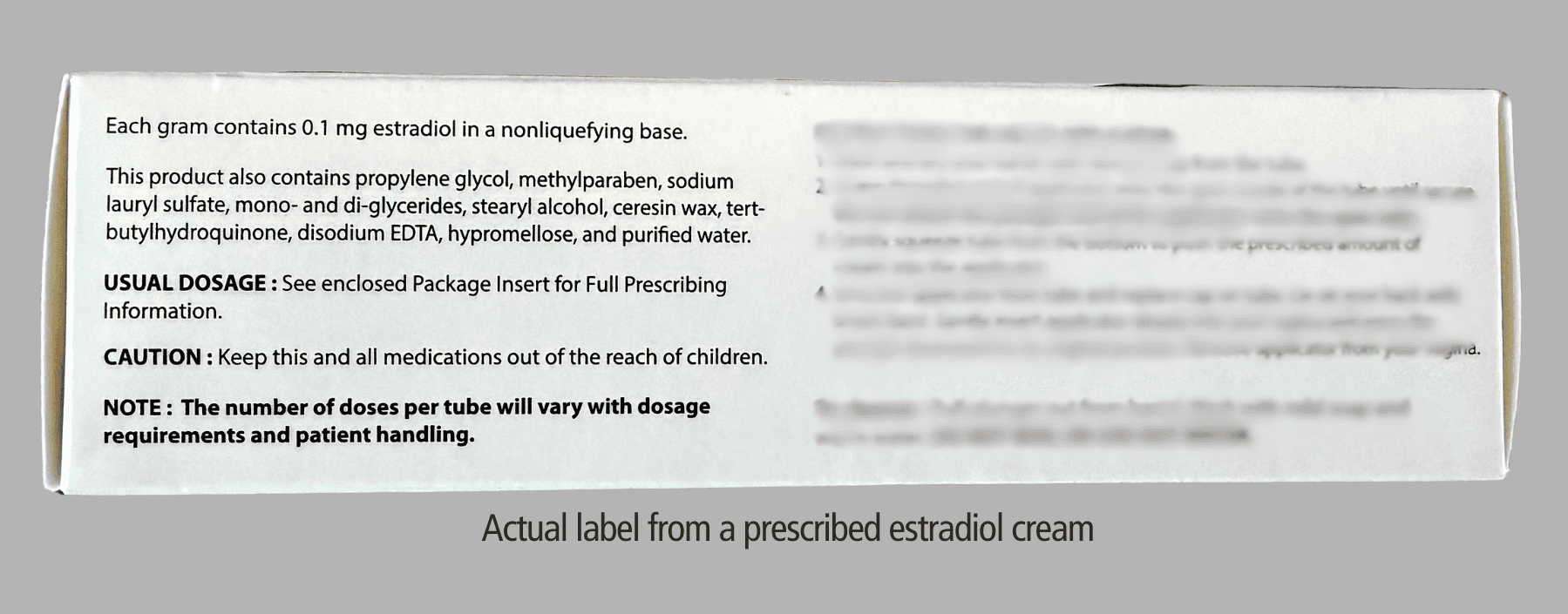 Medication label showing harmful excipients including parabens and sodium lauryl sulfate