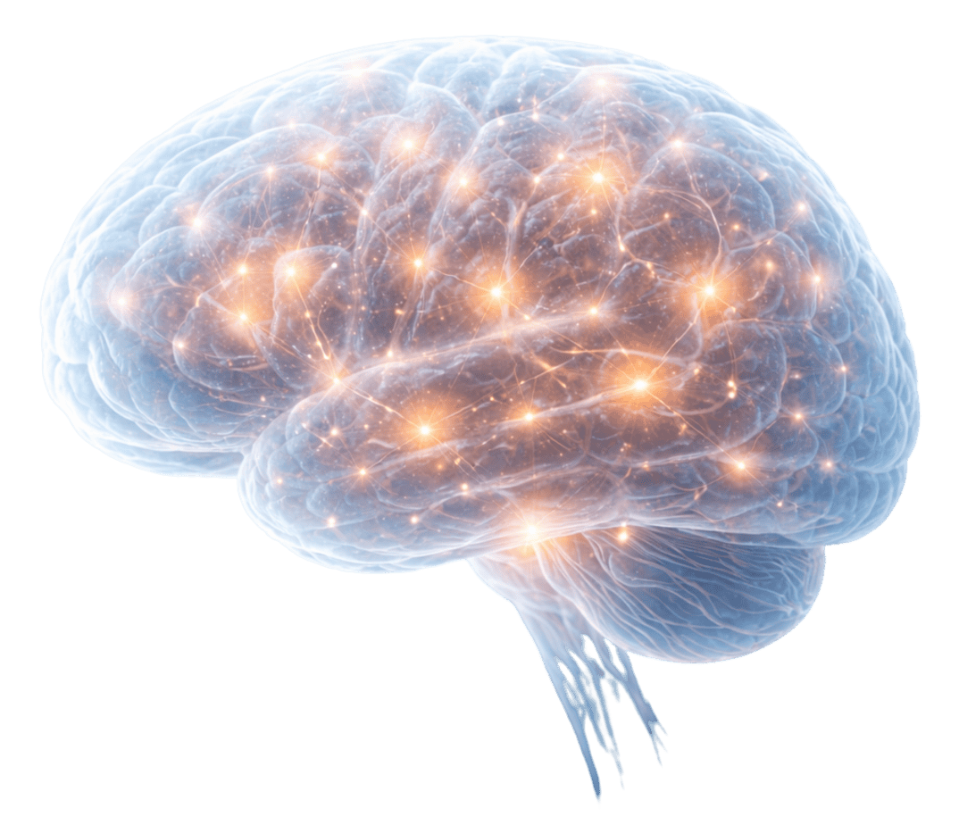 A brain electrified by religious practices representing the science of faith